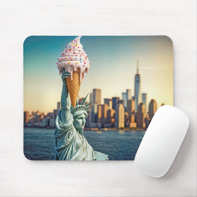 Statue of Liberty With Ice Cream Cone Mouse Pad (With Mouse)