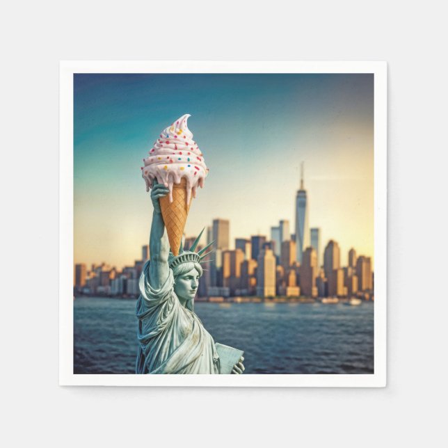 Statue of Liberty With Ice Cream Cone Napkins (Front)