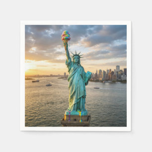 Statue of Liberty With Rainbow Ice Cream Cone Napkins