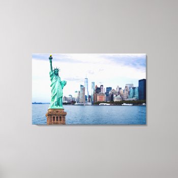 Statue Of Liberty With World Trade Center Canvas Print by iconicnewyork at Zazzle