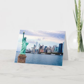 Statue Of Liberty With World Trade Center Card by iconicnewyork at Zazzle