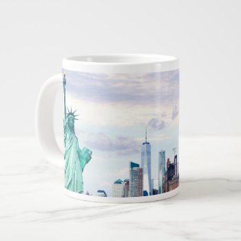Statue Of Liberty With World Trade Center Giant Coffee Mug by iconicnewyork at Zazzle