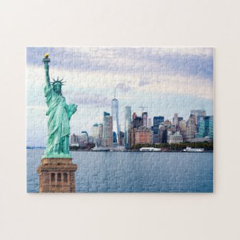 Statue Of Liberty With World Trade Center Jigsaw Puzzle by iconicnewyork at Zazzle