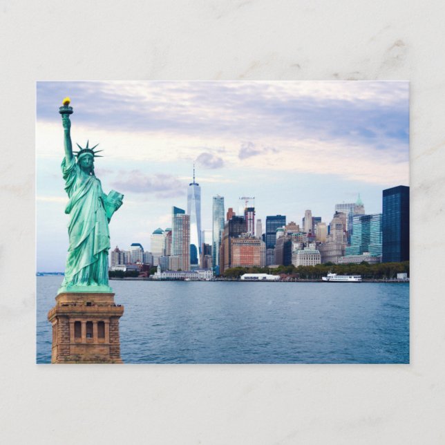 Statue of Liberty with World Trade Center Postcard (Front)
