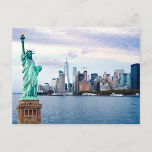 Statue of Liberty with World Trade Center Postcard