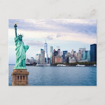 Statue Of Liberty With World Trade Center Postcard by iconicnewyork at Zazzle