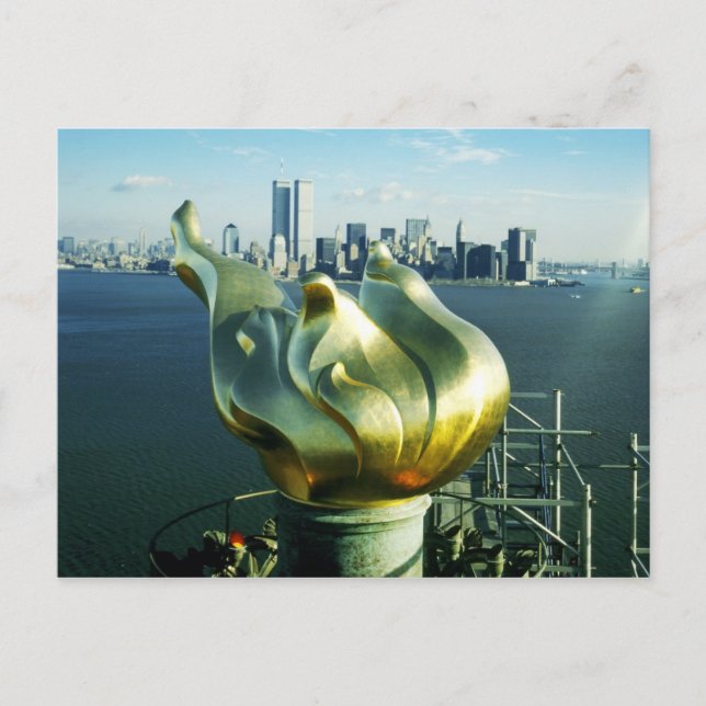 Statue of Liberty's Flame and Manhattan Skyline Postcard (Front)