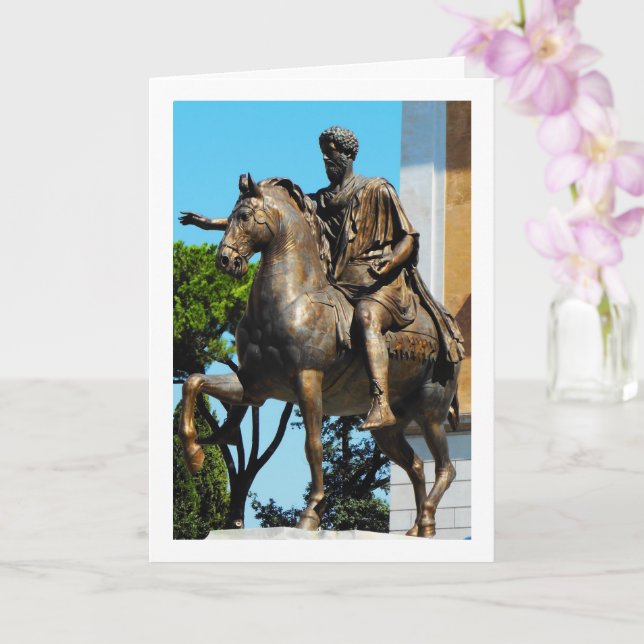 Statue of Marcus Aurelius, Capitoline Hill, Rome Card (Orchid)