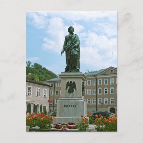 Statue of Mozart in Salzburg Postcard