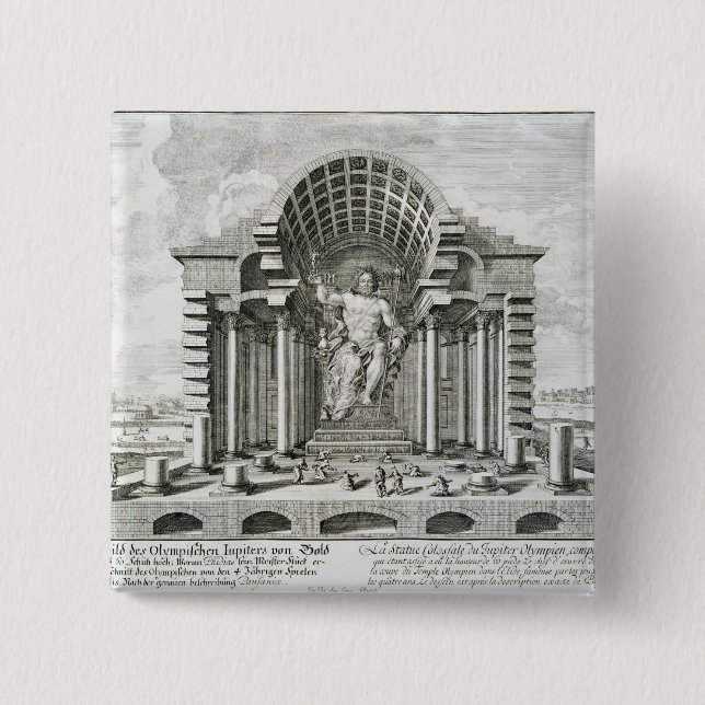 Statue of Olympian Zeus, made by Phidias in gold a Button (Front)