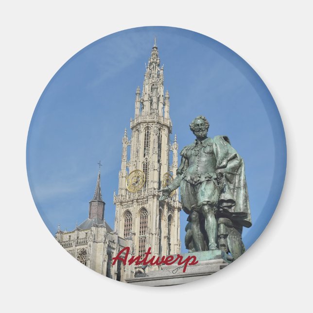 Statue of  Peter Paul Rubens in Antwerp, Belgium Magnet (Front)