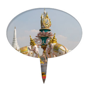 Statue of pink elephants Bangkok Thailand Cake Topper
