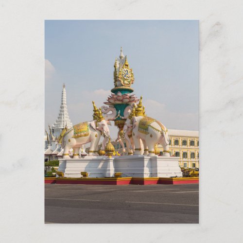 Statue of pink elephants Bangkok Thailand Postcard