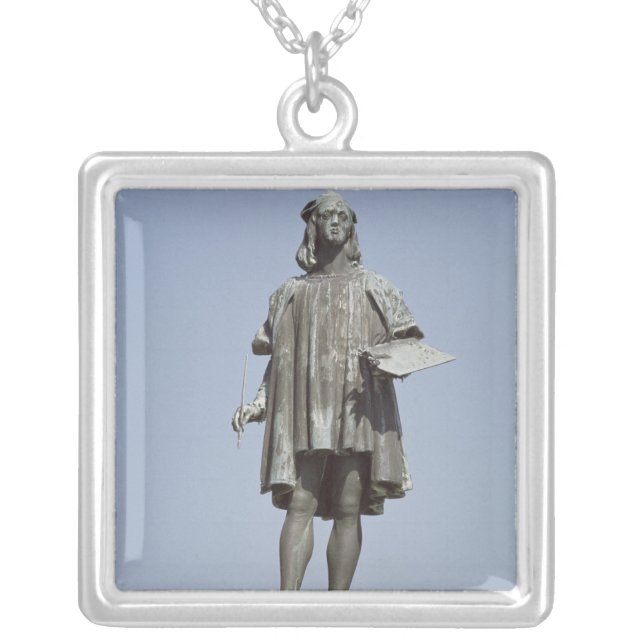 Statue of Raphael Sanzio of Urbino, 1897 Silver Plated Necklace (Front)