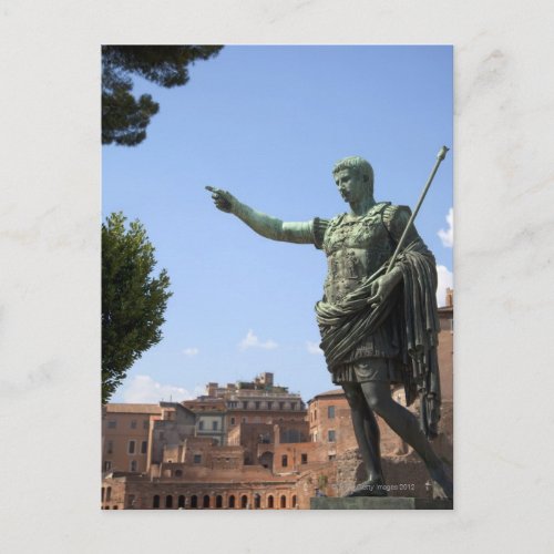 Statue of Roman emperor near the Roman Forum Postcard