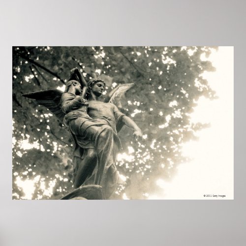 Statue of St Michael Pere Lachaise Cemetery Poster