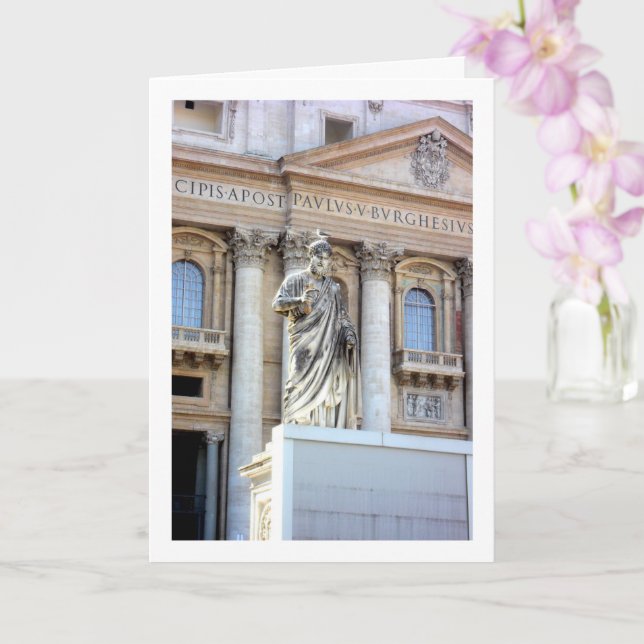 Statue of St. Peter at St. Peter's Square, Italy Card (Orchid)