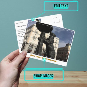 Statue of the Bear & Strawberry Tree Madrid Spain Postcard