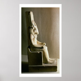 Statue of the god Montu with the head of a bull, f Poster