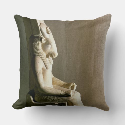 Statue of the god Montu with the head of a bull f Throw Pillow