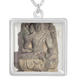 Statue of the Hindu God Brahma Silver Plated Necklace