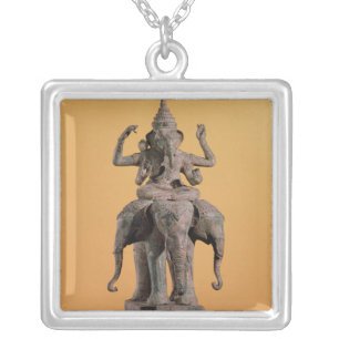 Statue of the Hindu God Ganesh Silver Plated Necklace