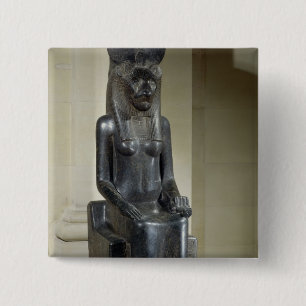 Statue of the lion-headed goddess Sekhmet, from th Pinback Button
