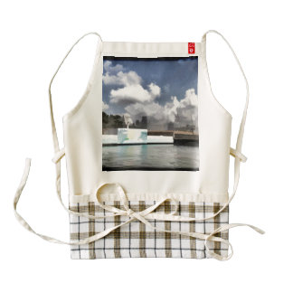 Statue of the Merlion with a banner below Zazzle HEART Apron