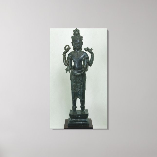 Statue of Vishnu in his triple form of Vishnu Canvas Print (Front)