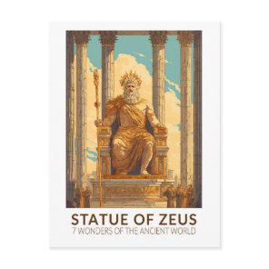 Statue of Zeus Seven Wonders of the World Vintage Postcard