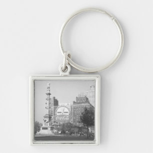 Statue on american city square B&W Keychain