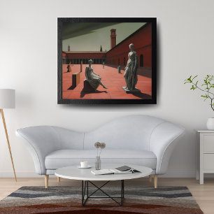 Statues in Metaphysical Landscape Poster
