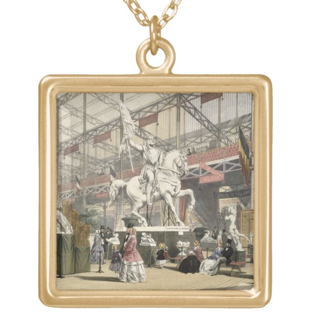 Statues in the Belgium section of the Great Exhibi Gold Plated Necklace (Front)