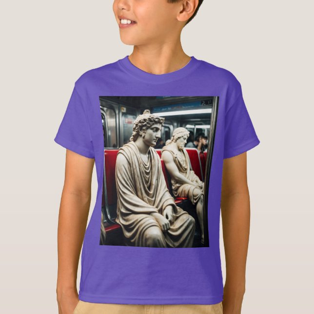 Statues in Transit: A Journey Through Time T-Shirt (Front)