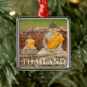 Statues of Sitting Buddhas Ayutthaya, Thailand Metal Ornament