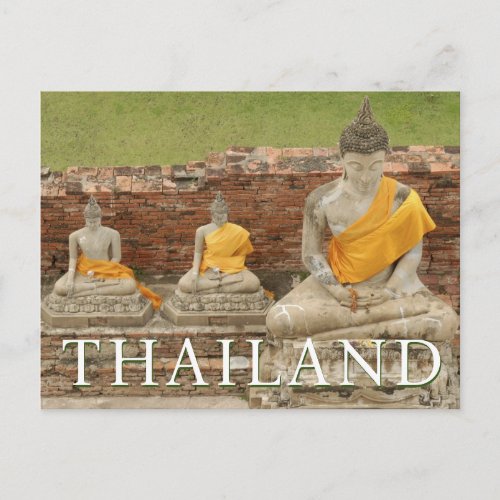 Statues of Sitting Buddhas  Ayutthaya Thailand Postcard