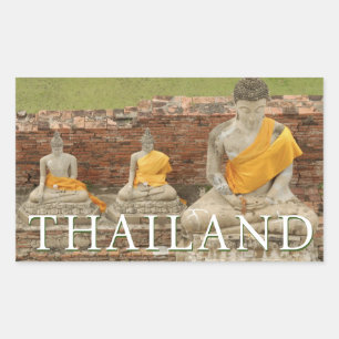 Statues of Sitting Buddhas Ayutthaya, Thailand Rectangular Sticker