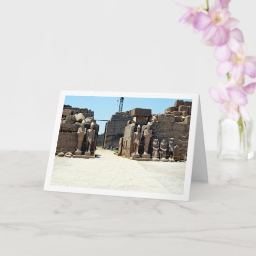 Statues On The Chachette Court Karnak Temple Card