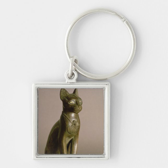 Statuette of a cat representing the goddess Bastet Keychain (Front)