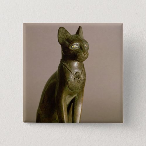 Statuette of a cat representing the goddess Bastet Pinback Button