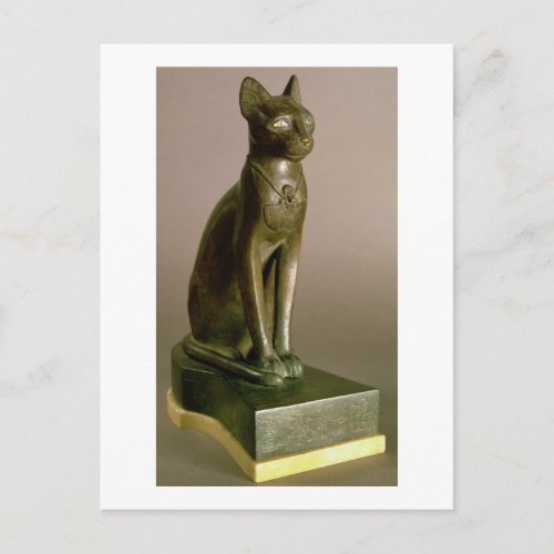 Statuette of a cat representing the goddess Bastet Postcard