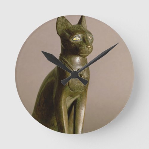 Statuette of a cat representing the goddess Bastet Round Clock