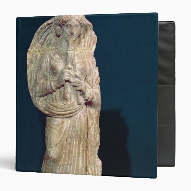 Statuette of a woman playing a double flute 3 ring binder (Front/Inside)