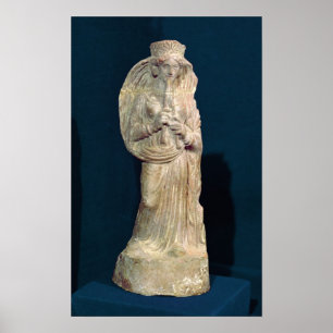 Statuette of a woman playing a double flute poster