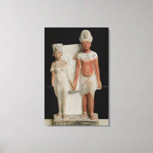 Statuette of Amenophis IV  and Nefertiti Canvas Print
