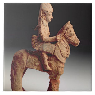 Statuette of an armed horseman, Byblos, 8th-6th ce Ceramic Tile