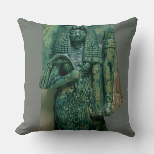 Statuette of Queen Tiye, wife of Amenophis III, Ne Throw Pillow (Front)