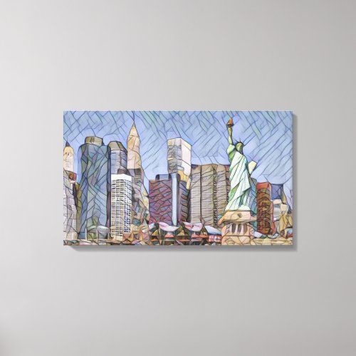 Statur Of Liberty by Mirsat Karabel Canvas Print