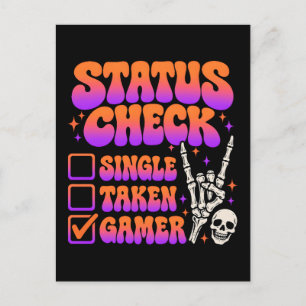 Status check gamer humor for gaming fans postcard