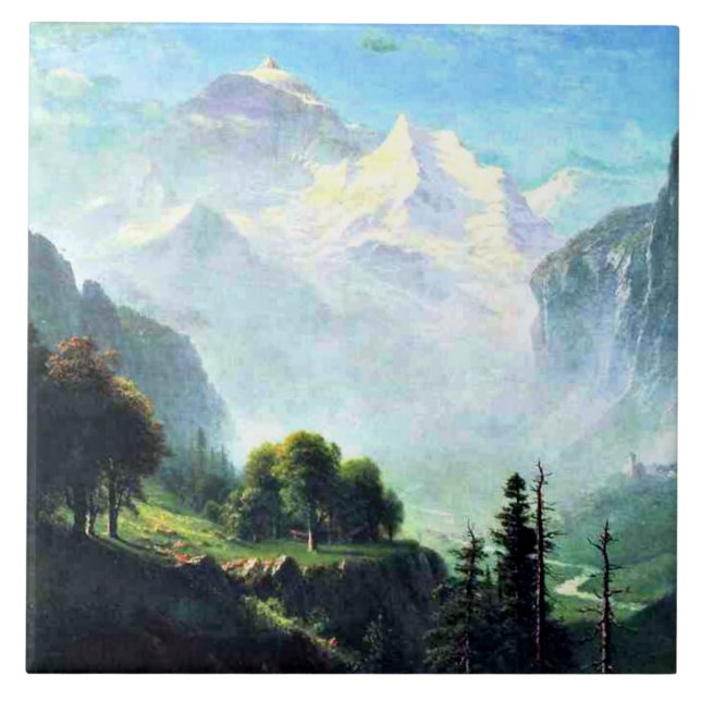 Staubbach Falls near Lauterbrunnen Switzerland Ceramic Tile (Front)